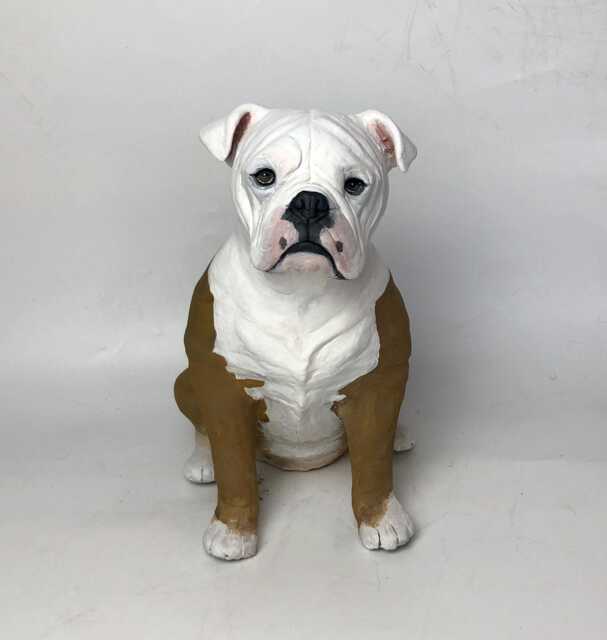Custom English Bulldog Pet Memorial Sculpture Clay Dog Statue - image 1