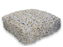 Moroccan Handira Floor Cushion, Large Pillow, Pouffe, Footstool, Handmade From Wool & Sequins