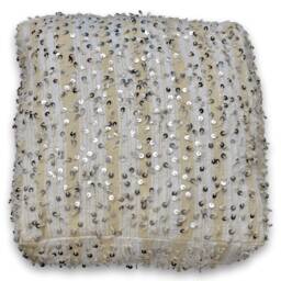 Moroccan Handira Floor Cushion, Large Pillow, Pouffe, Footstool, Handmade From Wool & Sequins - thumbnail 3