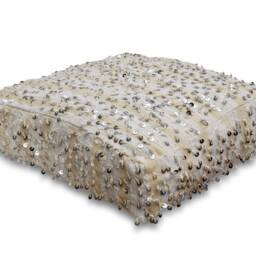 Moroccan Handira Floor Cushion, Large Pillow, Pouffe, Footstool, Handmade From Wool & Sequins - thumbnail 2