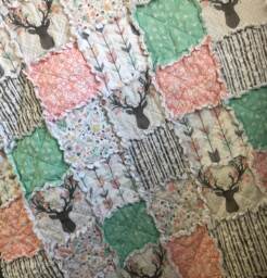 Deer Antler Baby Rag Quilt - Brambleberry Ridge Forest Crib Bedding - thumbnail 1