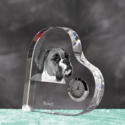 Boxer - Crystal Clock in The Shape Of A Heart With Image Pure-Bred Dog - thumbnail 2