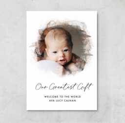New Baby Photo Personalised Print. Framed Home Wall Decor. Use Your Own & Words
