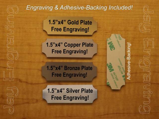 Custom Engraved 1.5x4 Plate - Suite Sign Plaque Wall Door Placard Badge Adhesive Backing Customized Personalized Brushed Metal Finish - image 1