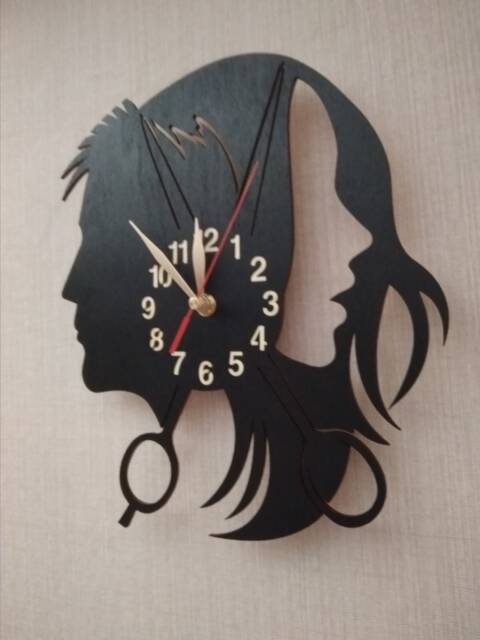 Handmade Wall Clock 12 Or 18 Inches, Hairdresser Gift Haircutter Beauty Salon, Hairdressing Parlor Salon - image 1