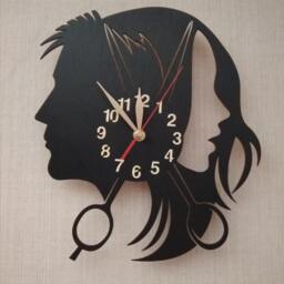 Handmade Wall Clock 12 Or 18 Inches, Hairdresser Gift Haircutter Beauty Salon, Hairdressing Parlor Salon - thumbnail 2