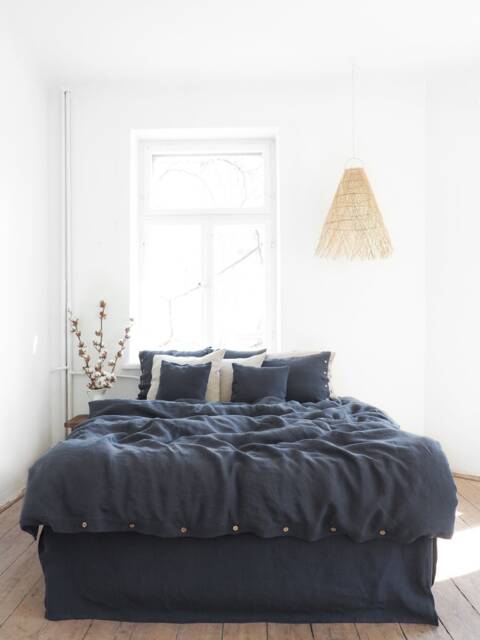 Charcoal Linen Duvet Cover, Stonewashed - Coconut Button, Tie, Envelope Or Zipper Closure - image 1
