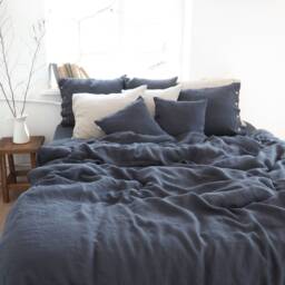 Charcoal Linen Duvet Cover, Stonewashed - Coconut Button, Tie, Envelope Or Zipper Closure - thumbnail 2