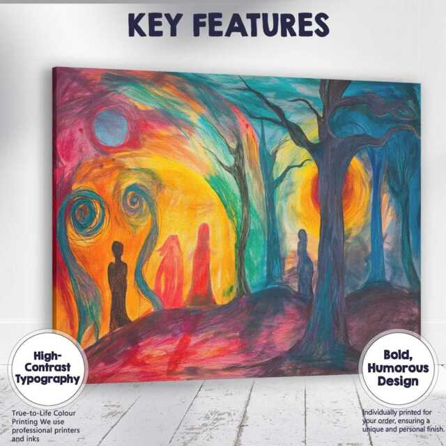 Surreal Twilight Forest Shadow Figures Fantasy Landscape Canvas Wall Art Print Decor Picture Ready To Hang - image 1