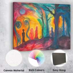 Surreal Twilight Forest Shadow Figures Fantasy Landscape Canvas Wall Art Print Decor Picture Ready To Hang - thumbnail 2