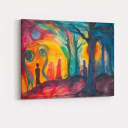 Surreal Twilight Forest Shadow Figures Fantasy Landscape Canvas Wall Art Print Decor Picture Ready To Hang - thumbnail 4