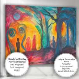 Surreal Twilight Forest Shadow Figures Fantasy Landscape Canvas Wall Art Print Decor Picture Ready To Hang - thumbnail 3