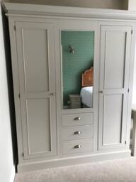 Wardrobe - 2 Door 3 Drawer Edwardian Style Combination Triple Wardrobe With Mirror