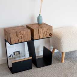 Natural Oak Nightstands Set, Etsy Design Awards Finalist - Handmade Minimalist Bedside Elements - thumbnail 3