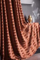 Terracotta Linen Curtain With Tassels Boho Window Drape