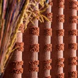Terracotta Linen Curtain With Tassels Boho Window Drape - thumbnail 3