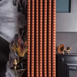 Terracotta Linen Curtain With Tassels Boho Window Drape - thumbnail 2