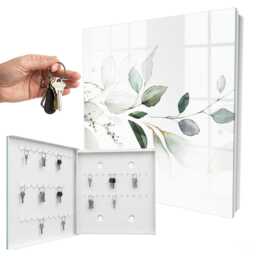 Watercolor Leaves Key Cabinet For Home, Green Box Wall, Flowers & Plants, Lovers Of Nature Subtlety - thumbnail 2