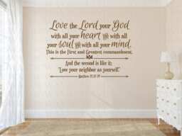 Christian Wall Decal-Love The Lord Your God-Matthew 37-39 - Code 29 Scripture Wall Decal, Religious Quote5 - thumbnail 1