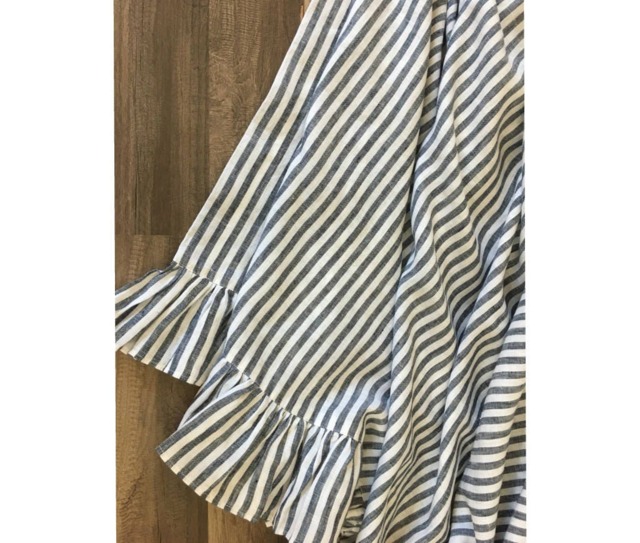 Slate Gray & White Striped Shower Curtain With Ruffle Hem, Forever Stripes, 72x72, 72x85, 72x94, Or Custom Size For Extra Long, Wide - image 1