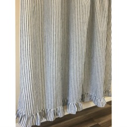 Slate Gray & White Striped Shower Curtain With Ruffle Hem, Forever Stripes, 72x72, 72x85, 72x94, Or Custom Size For Extra Long, Wide - thumbnail 2