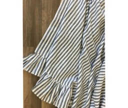 Slate Gray & White Striped Shower Curtain With Ruffle Hem, Forever Stripes, 72x72, 72x85, 72x94, Or Custom Size For Extra Long, Wide - thumbnail 1