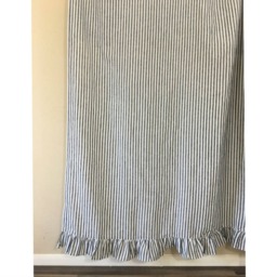 Slate Gray & White Striped Shower Curtain With Ruffle Hem, Forever Stripes, 72x72, 72x85, 72x94, Or Custom Size For Extra Long, Wide - thumbnail 3