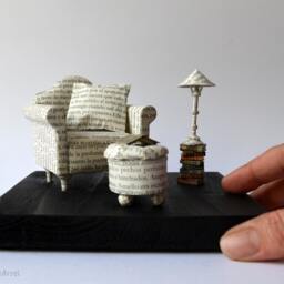 Handmade Paper Sculpture Book Nook Diorama With Led Light - thumbnail 2