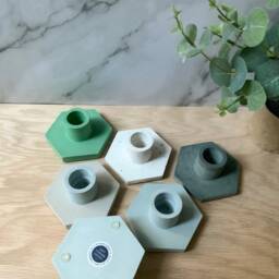 Modern Geometric Cement Candle Holder Minimalist Wedding, Home & Event Decor Centerpiece - thumbnail 2