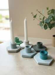 Modern Geometric Cement Candle Holder Minimalist Wedding, Home & Event Decor Centerpiece