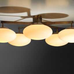 Brass Sputnik Ceiling Light - Angelo Lelli Style Opal Flush Mount - thumbnail 3