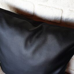 Soft Black Faux Leather Fabric Pillow Cover/Scandinavian Home Decor/Housewarming Gift-1Qty - thumbnail 3