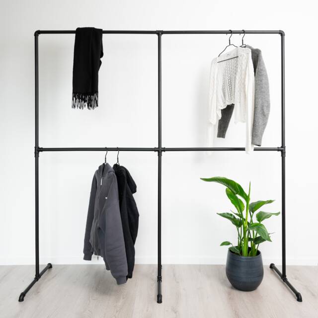 Clothes Rack Industrial Gerda Black - Walk-In Wardrobe Freestanding Design Ready To Assemble - image 1