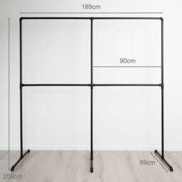 Clothes Rack Industrial Gerda Black - Walk-In Wardrobe Freestanding Design Ready To Assemble - thumbnail 2