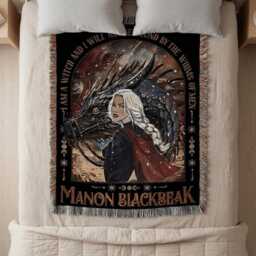 Throne Of Glass Woven Blanket, Manon Blackbeak Throw, Aelin Galathynius Throw Tog Fantasy Bookish Decor - thumbnail 3