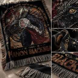 Throne Of Glass Woven Blanket, Manon Blackbeak Throw, Aelin Galathynius Throw Tog Fantasy Bookish Decor - thumbnail 4