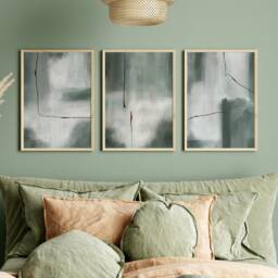 Green Abstract Art Prints - Bohemian Wall Decor, Set Of 3 - thumbnail 3