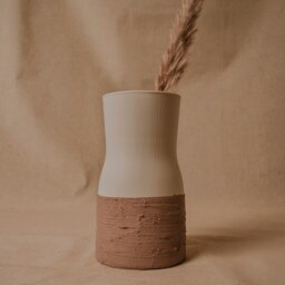 Hand Painted Textured Vase, Flower Home Decor, Neutral Bap?? Vase - thumbnail 3