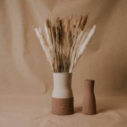 Hand Painted Textured Vase, Flower Home Decor, Neutral Bap?? Vase - thumbnail 2