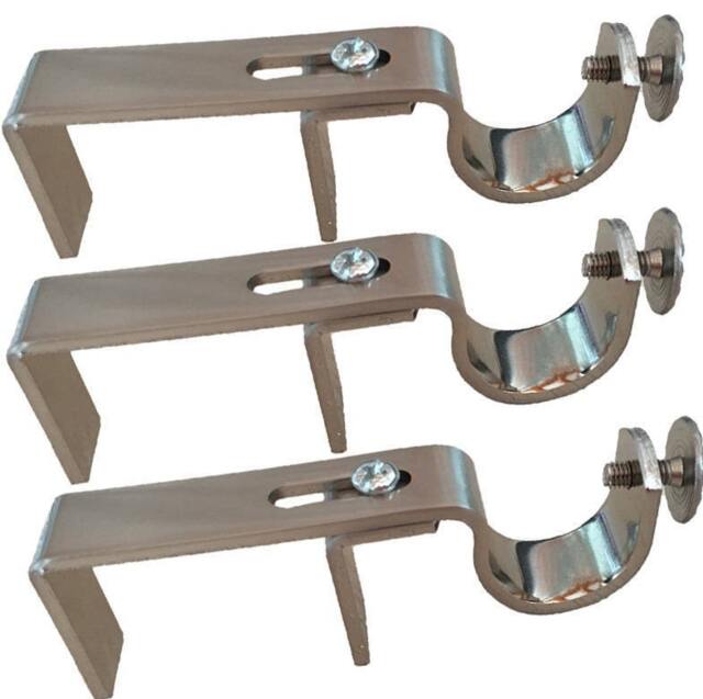No Drill Curtain Rod Brackets - Satin Nickel, Over Vertical Blinds - Set Of 3 Nono Bracket - image 1