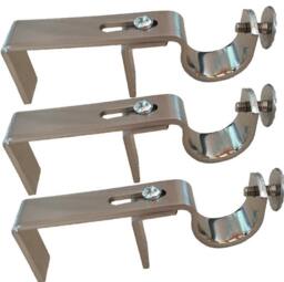 No Drill Curtain Rod Brackets - Satin Nickel, Over Vertical Blinds - Set Of 3 Nono Bracket