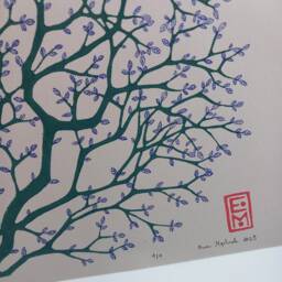 Linocut & Drawing Leaves, Original Artwork, Mixed Media, Contemporary Art, Botanical Garden Trees, Unique Artwork - thumbnail 3