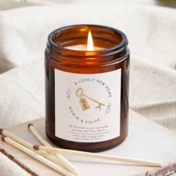 Personalised Housewarming Candle Apothecary Jar, Soy Wax, New Home Gift