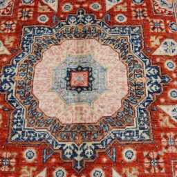 4x5 Ft Red Kazak Small Area Rug, Afghan Brand New Luxury Rug, Medallion Geometric Super Rug For Living Room - thumbnail 3