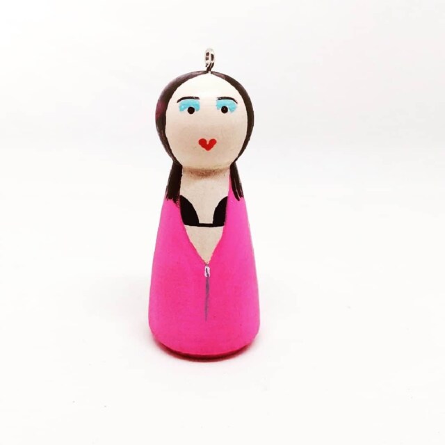 Pj Harvey Inspired Peg Doll Ornament Hand-Painted Christmas Decoration