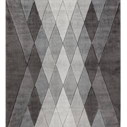 New Small Large Silver Charcoal Grey Argyle Design Area Rugs Mats - thumbnail 4