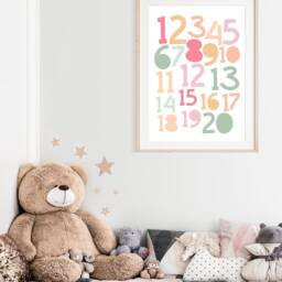 Pastel Numbers Print, Girls Nursery Prints, Playroom Wall Art, Poster, Educational Learning - thumbnail 2