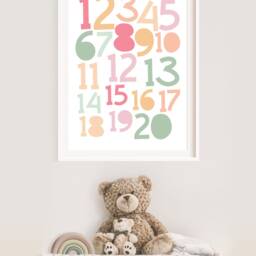 Pastel Numbers Print, Girls Nursery Prints, Playroom Wall Art, Poster, Educational Learning - thumbnail 3