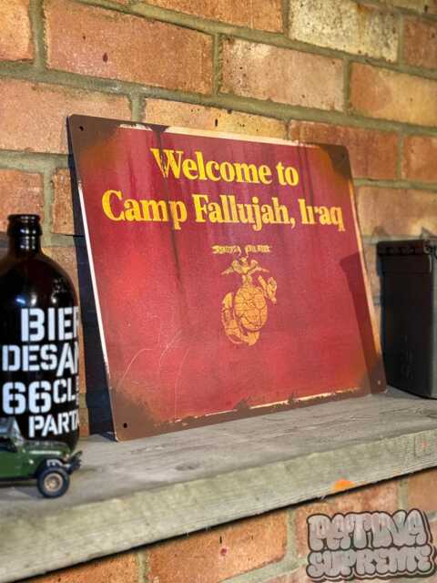 Camp Fallujah Iraq Metal Sign Real Rust, Vintage Military Wall Art - image 1