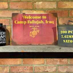 Camp Fallujah Iraq Metal Sign Real Rust, Vintage Military Wall Art - thumbnail 3